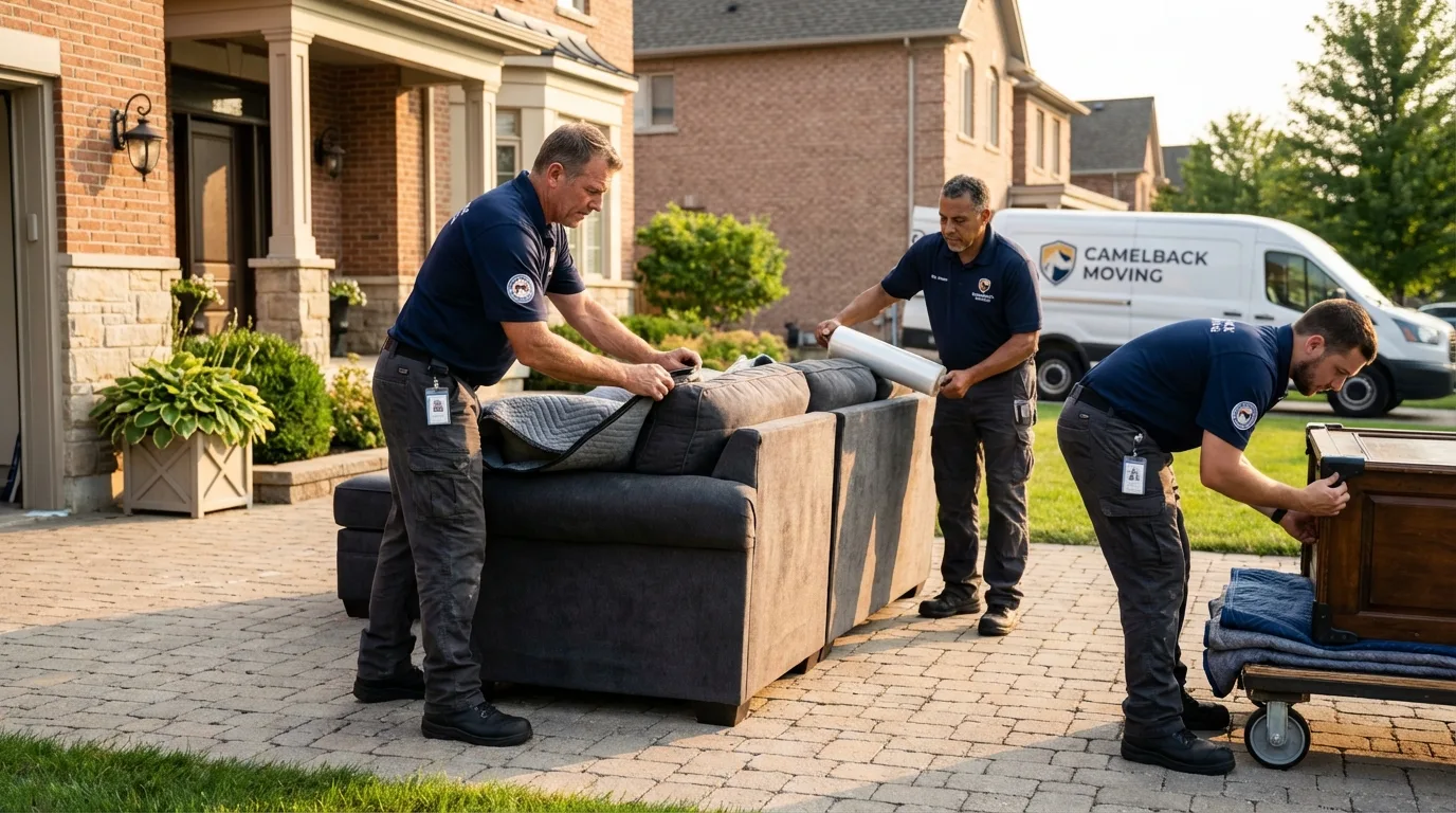 Large estate moving crew wrapping furniture in Bullard, TX